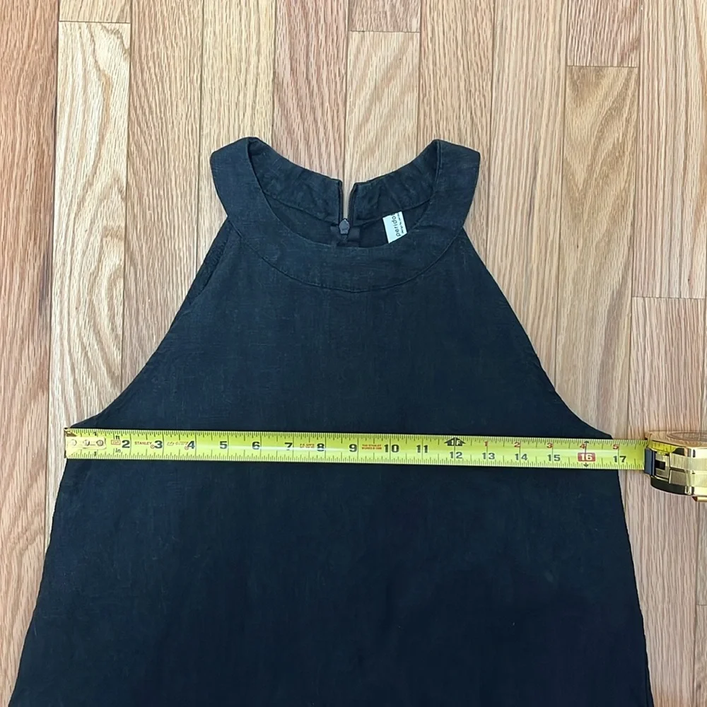 Black Linen‎ Halter Ruffle Mini dress